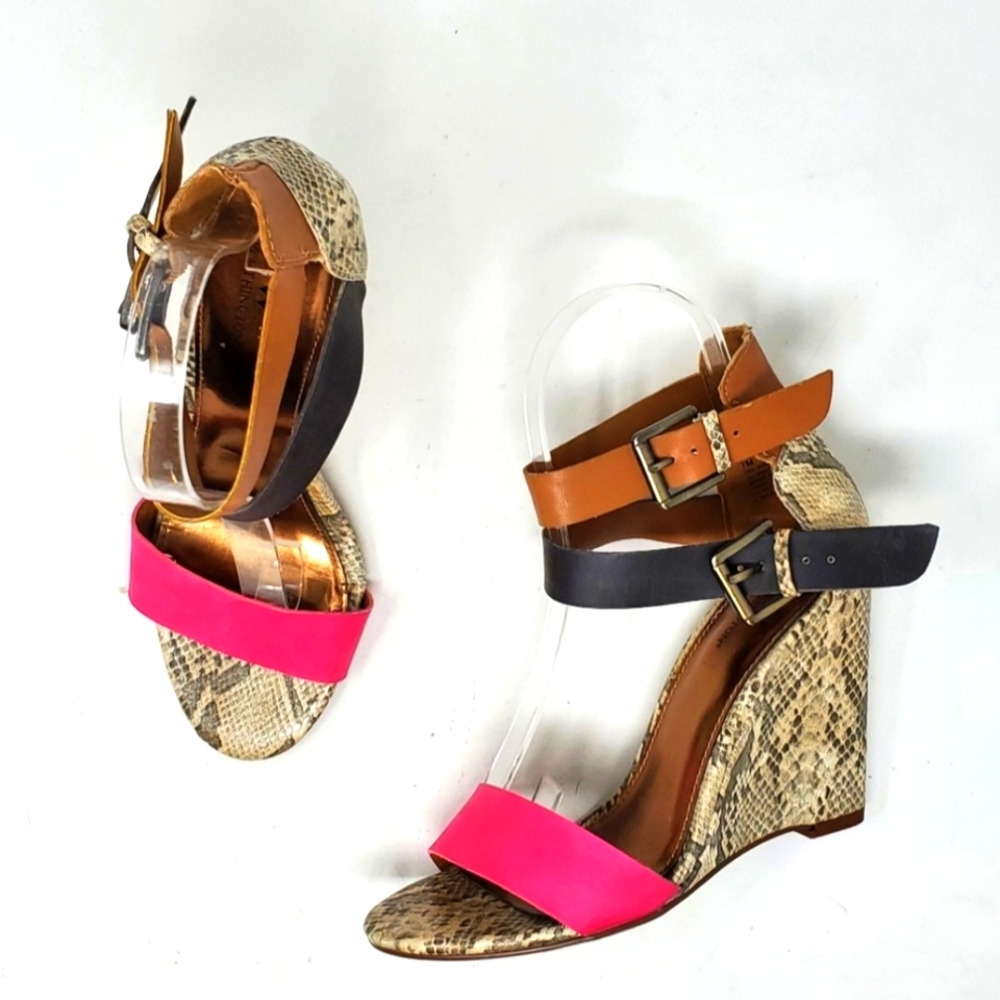 Worthington Vinny Wedge Heel Open Toe Slingback Sandals Scrappy Women's Size 7